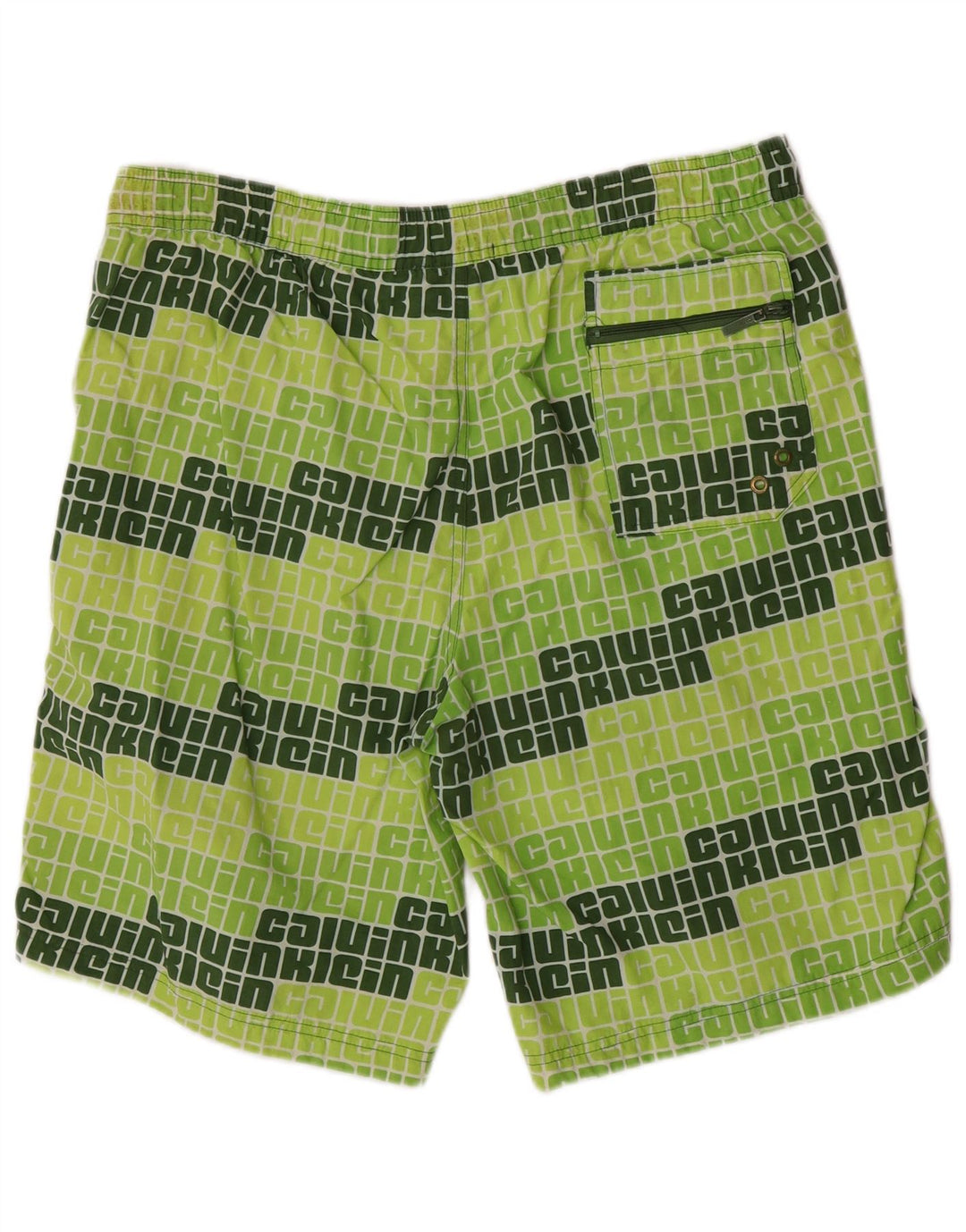 Calvin Klein Mens Graphic Swimming Shorts Large Green Nylon
