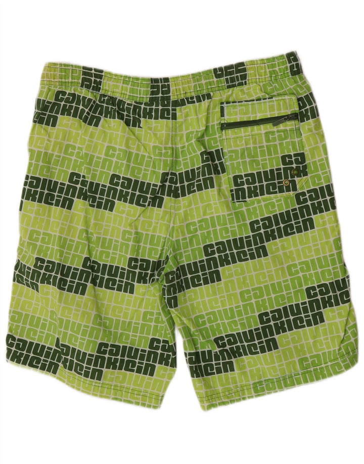 Calvin Klein Mens Graphic Swimming Shorts Large Green Nylon