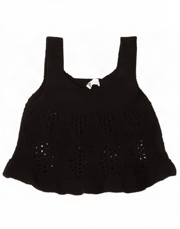 Zara Womens Knit Cami Top UK 8 Small Black Cotton