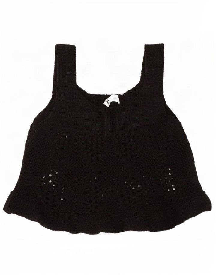 Zara Womens Knit Cami Top UK 8 Small Black Cotton