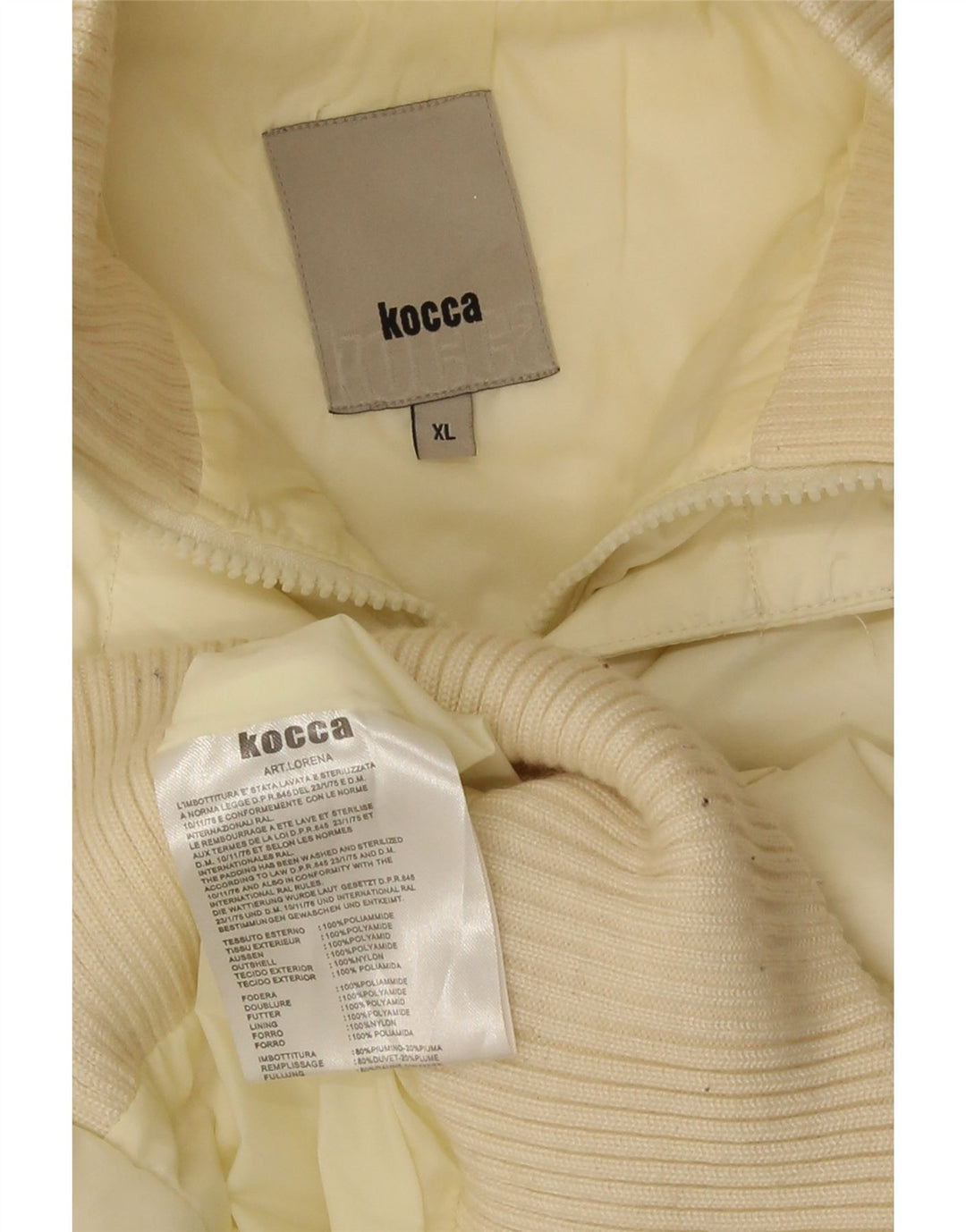 KOCCA Womens Hooded Padded Jacket UK 18 XL Off White Polyamide