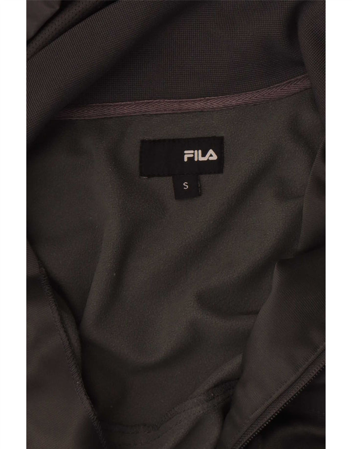 Fila Mens Graphic Hooded Tracksuit Top Jacket Small Grey