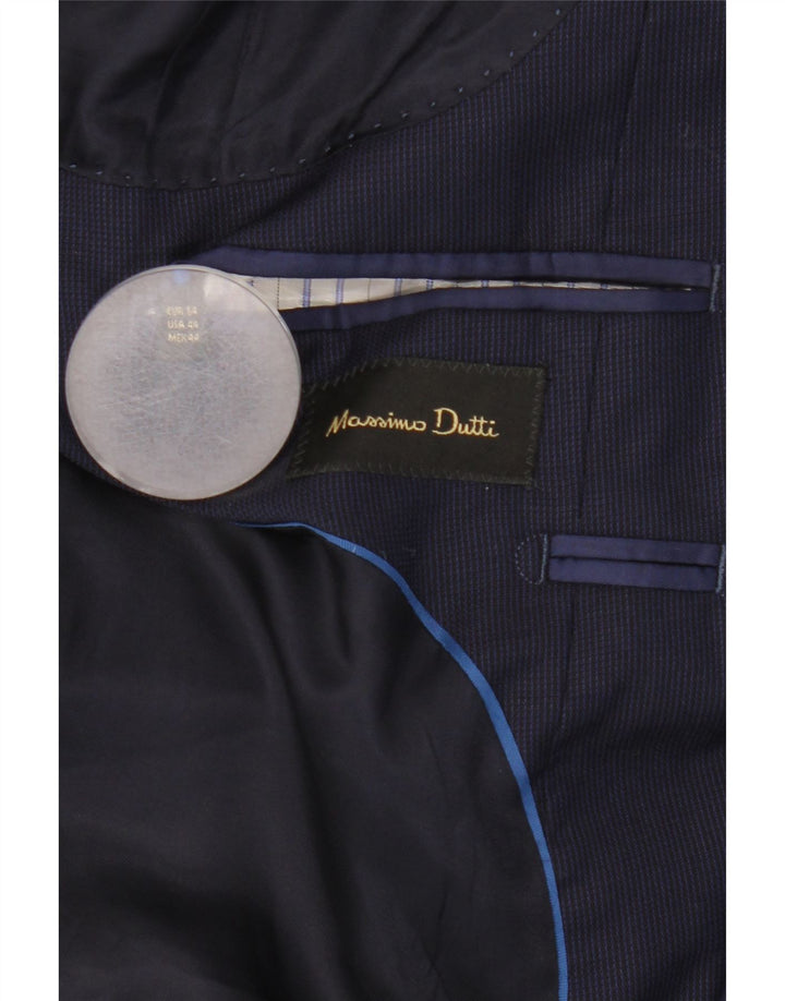 Massimo Dutti Mens 2 Button Blazer Jacket EU 54 XL Navy Blue Wool