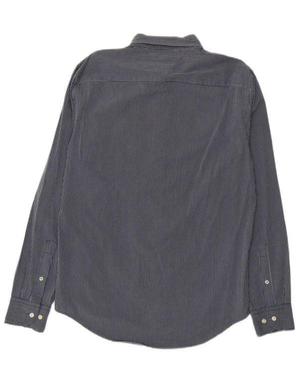 Tommy Hilfiger Mens New York Fit Shirt Medium Navy Blue Pinstripe Cotton