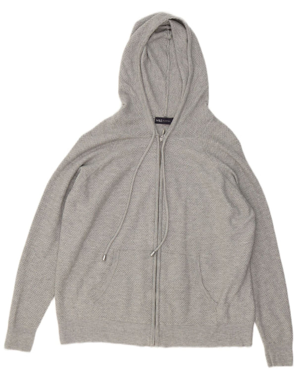 Marks & Spencer Womens Zip Hoodie Sweater UK 14 Medium Grey Viscose