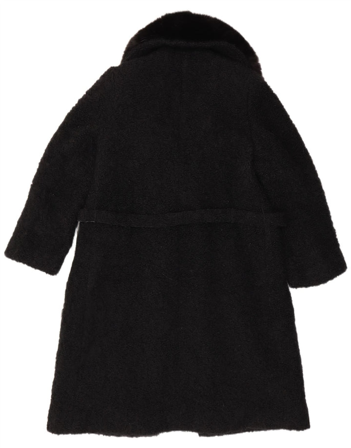 VINTAGE Womens Open Overcoat UK 12 Medium Black
