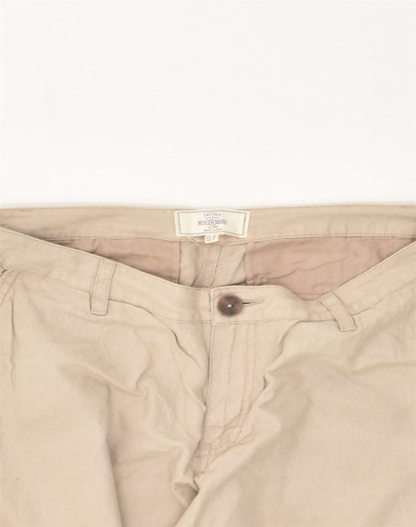 FAT FACE Womens Capri Trousers UK 12 Medium W32 L23 Beige Cotton | Vintage Fat Face | Thrift | Second-Hand Fat Face | Used Clothing | Messina Hembry 