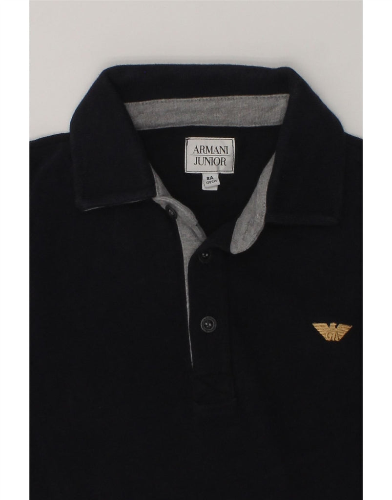 ARMANI JUNIOR Boys Long Sleeve Polo Shirt 7-8 Years Navy Blue Cotton | Vintage Armani Junior | Thrift | Second-Hand Armani Junior | Used Clothing | Messina Hembry 