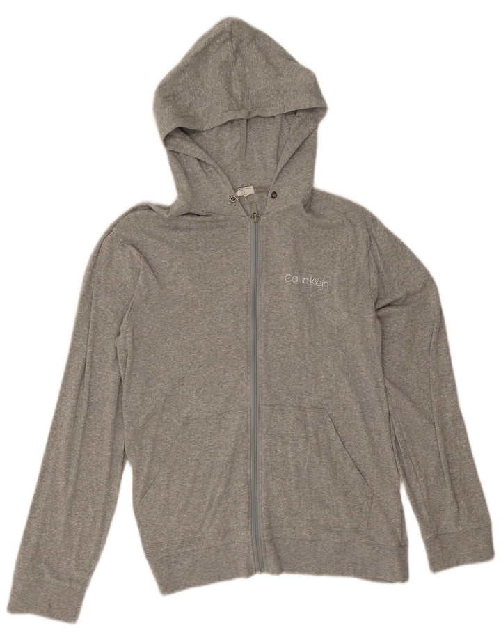 Calvin Klein Mens Zip Hoodie Sweater Medium Grey Cotton