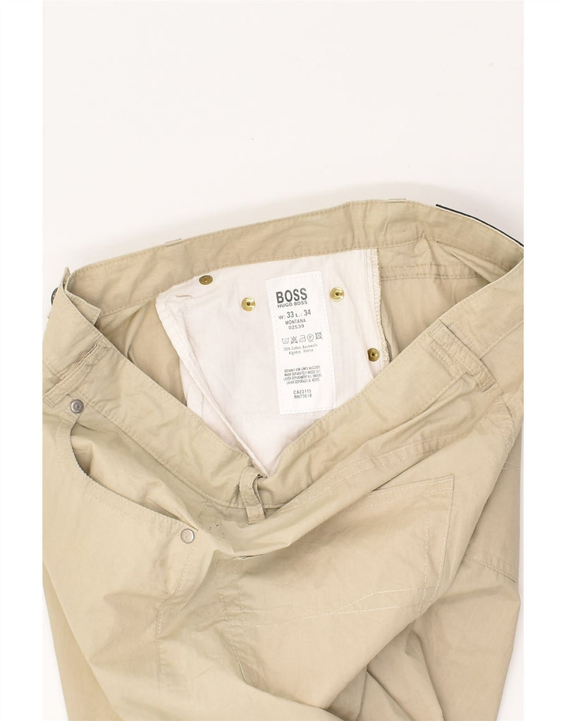 HUGO BOSS Mens Straight Casual Trousers W33 L34  Beige Cotton | Vintage Hugo Boss | Thrift | Second-Hand Hugo Boss | Used Clothing | Messina Hembry 