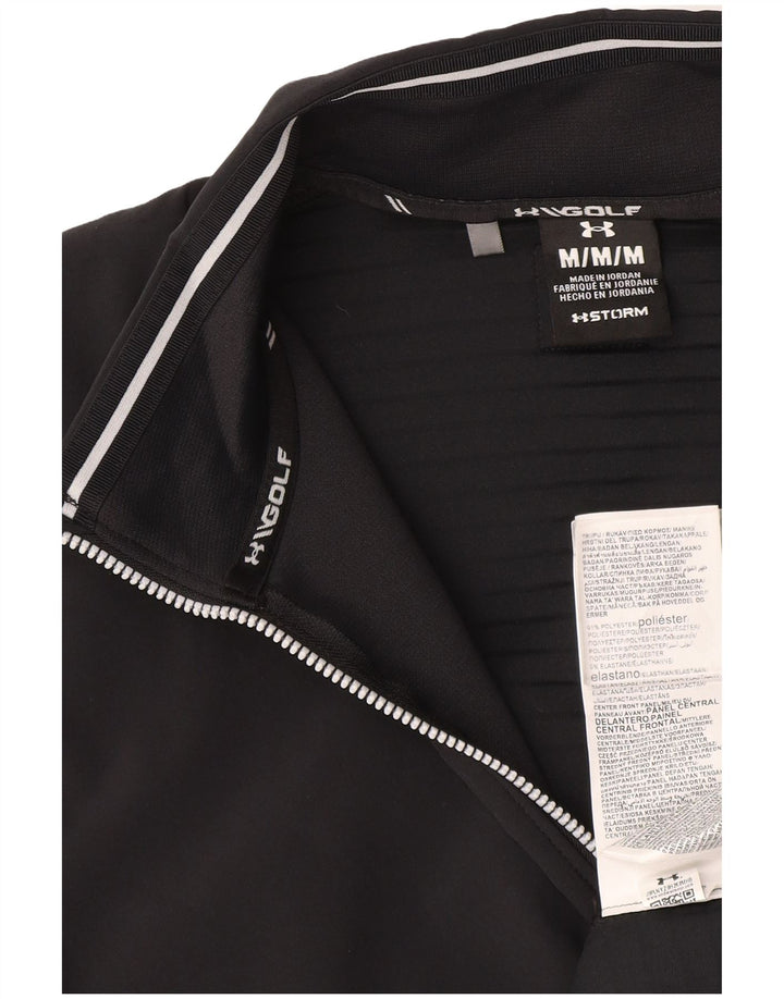 Under Armour Mens Zip Neck Sweatshirt Jumper Medium Black Polyester