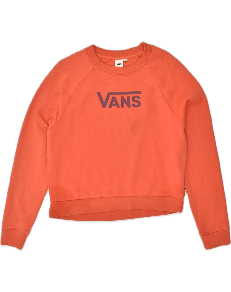 VANS Womens Graphic Sweatshirt Jumper UK 8 Small Orange Cotton | Vintage Vans | Thrift | Second-Hand Vans | Used Clothing | Messina Hembry 