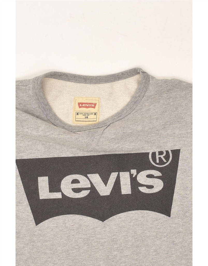 LEVI'S Boys Graphic Sweatshirt Jumper 15-16 Years Grey Cotton | Vintage Levi's | Thrift | Second-Hand Levi's | Used Clothing | Messina Hembry 