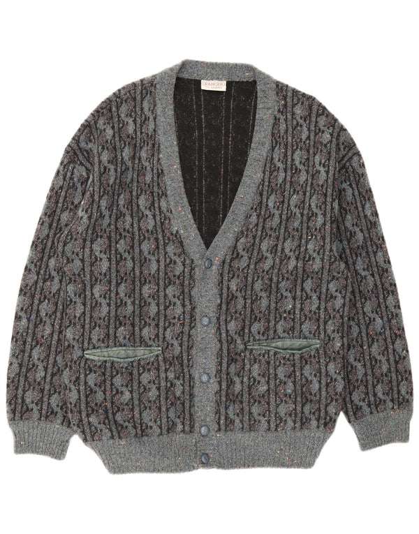 Ranger Mens Cardigan Sweater IT 52 Large Grey Geometric Wool