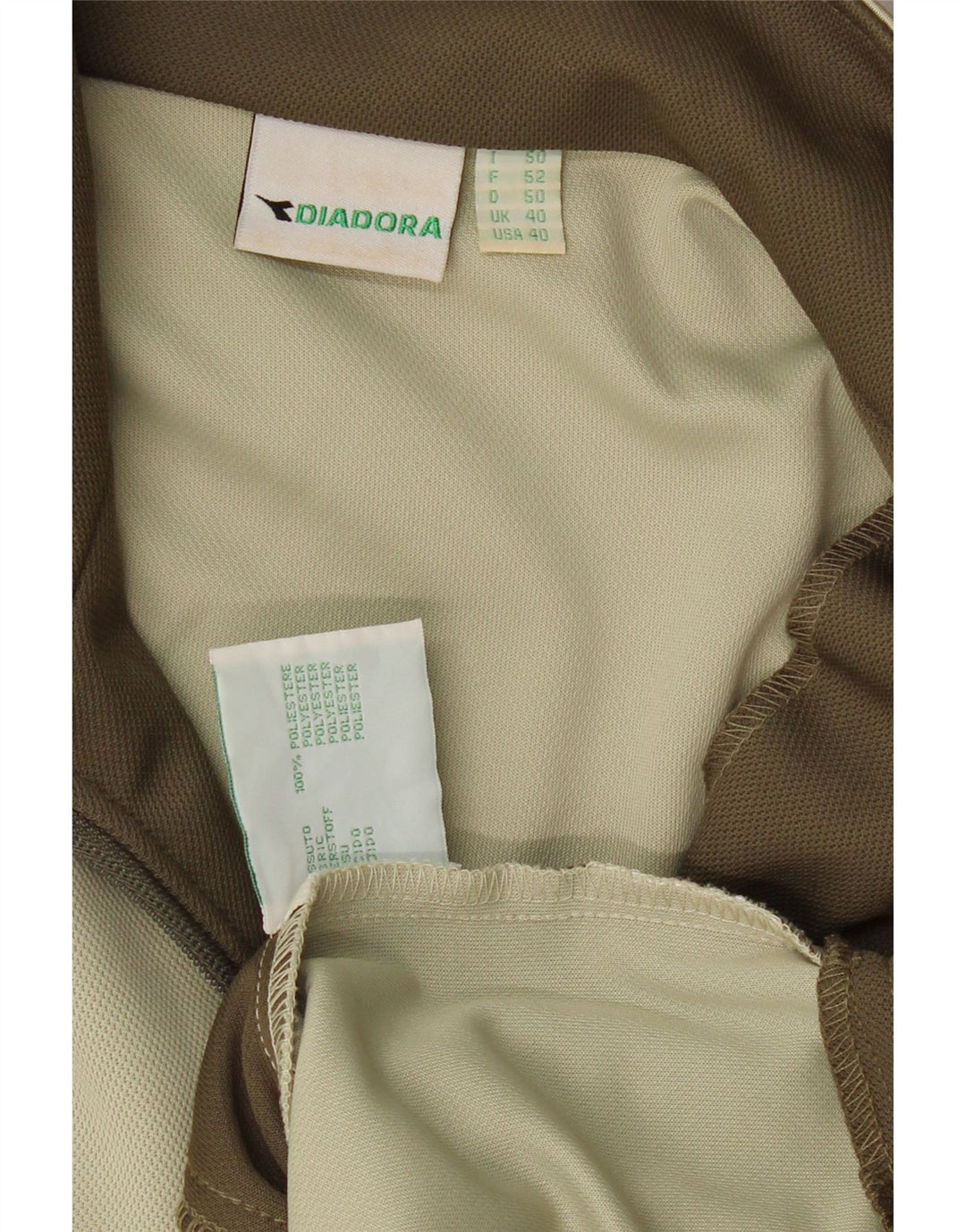 DIADORA Mens Tracksuit Top Jacket UK 40 Medium Khaki Colourblock Polyester