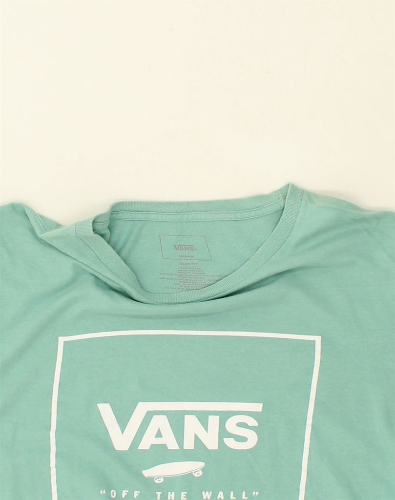 VANS Womens Slim Fit Graphic T-Shirt Top UK 16 Medium Green Cotton | Vintage Vans | Thrift | Second-Hand Vans | Used Clothing | Messina Hembry 