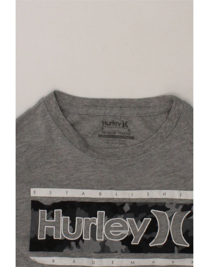 HURLEY Boys Graphic Top Long Sleeve 10-11 Years Grey Vintage Hurley and Second-Hand Hurley from Messina Hembry 