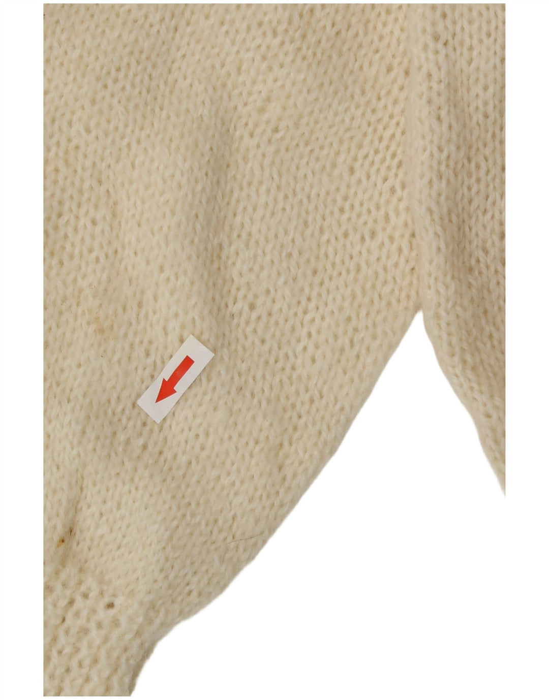 Vintage Womens Turtle Neck Jumper Sweater UK 14 Medium Off White Geometric