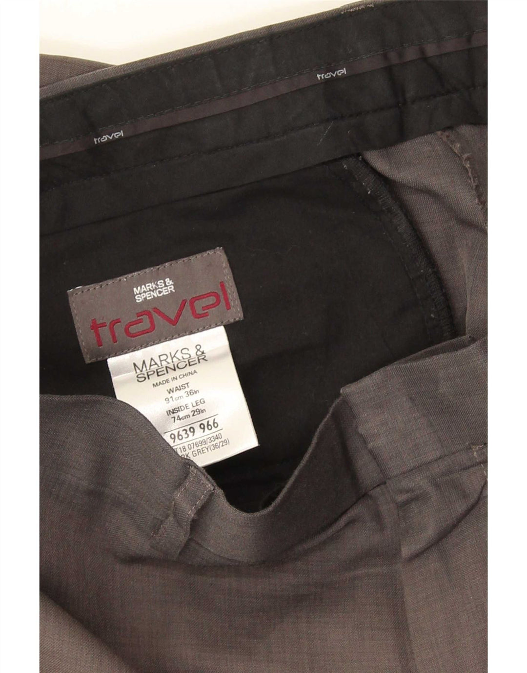 Marks & Spencer Mens Straight Chino Trousers W36 L29 Grey Polyester