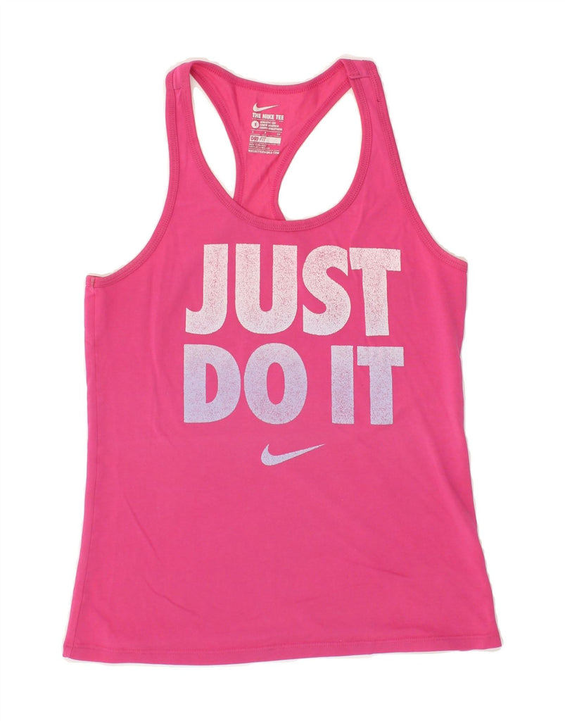 NIKE Womens Dri Fit Graphic Vest Top UK 8 Small Pink | Vintage Nike | Thrift | Second-Hand Nike | Used Clothing | Messina Hembry 