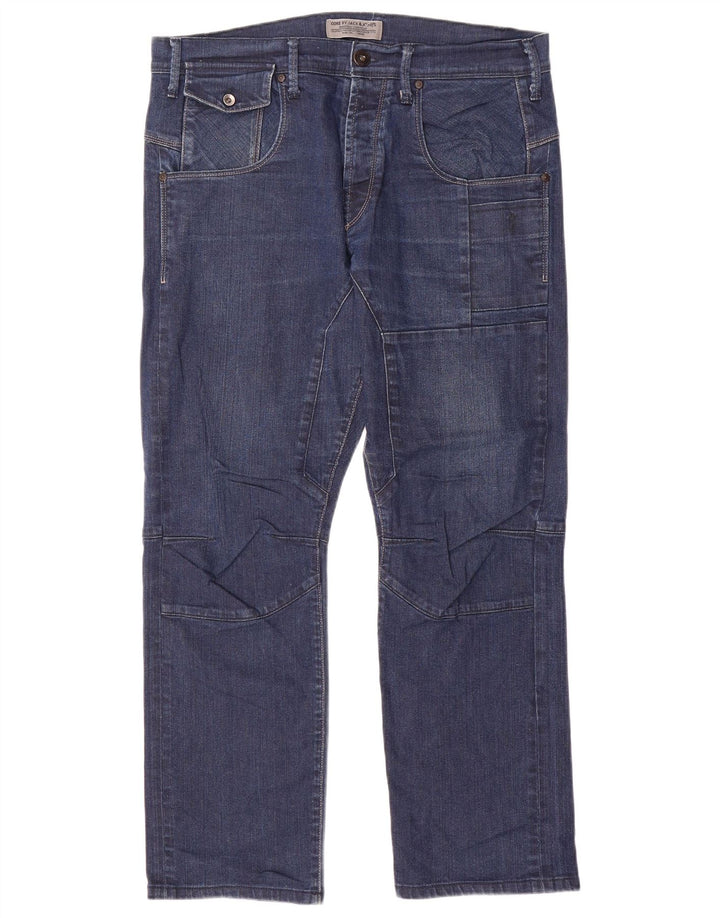 Jack & Jones Mens Straight Jeans  W36 L29 Navy Blue Cotton