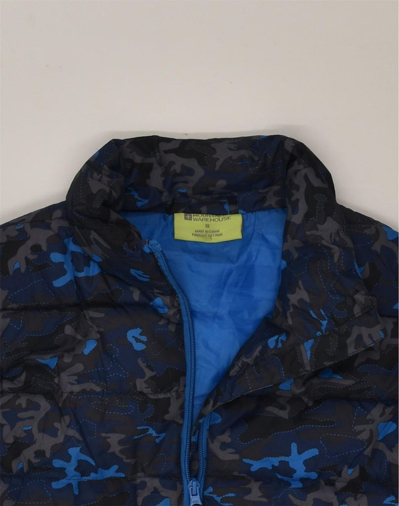 MOUNTAIN WAREHOUSE Boys Padded Gilet 12-13 Years Blue Camouflage Polyester | Vintage Mountain Warehouse | Thrift | Second-Hand Mountain Warehouse | Used Clothing | Messina Hembry 