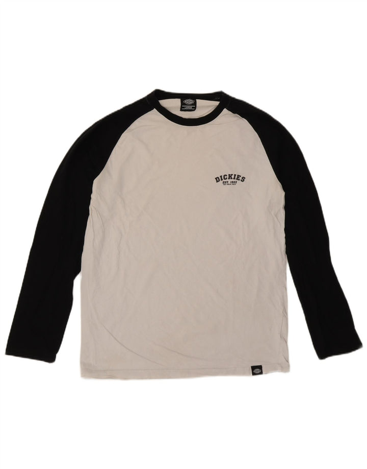 Dickies Mens Top Long Sleeve Large White Colourblock Cotton