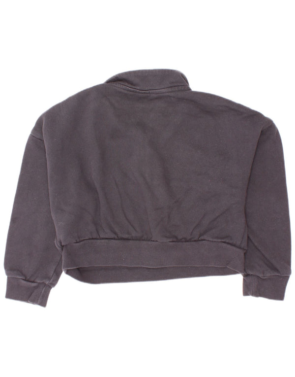 Adidas Girls Crop Zip Neck Sweatshirt Jumper 5-6 Years Black Cotton