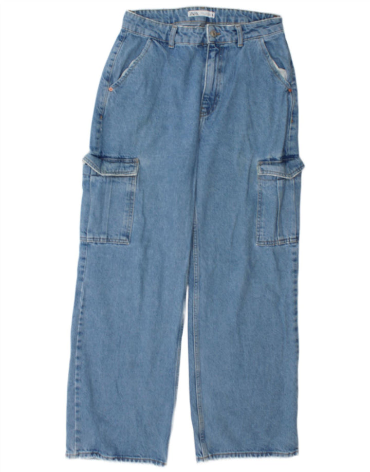 Zara Womens Cargo Loose Jeans EU 40 Medium W30 L30 Blue Cotton