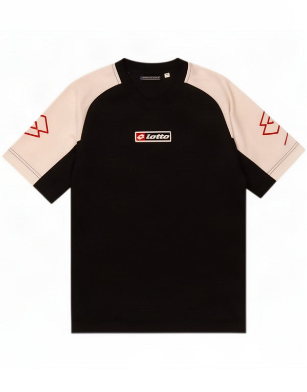 Lotto Mens Graphic T-Shirt Top Medium Black Colourblock Polyester