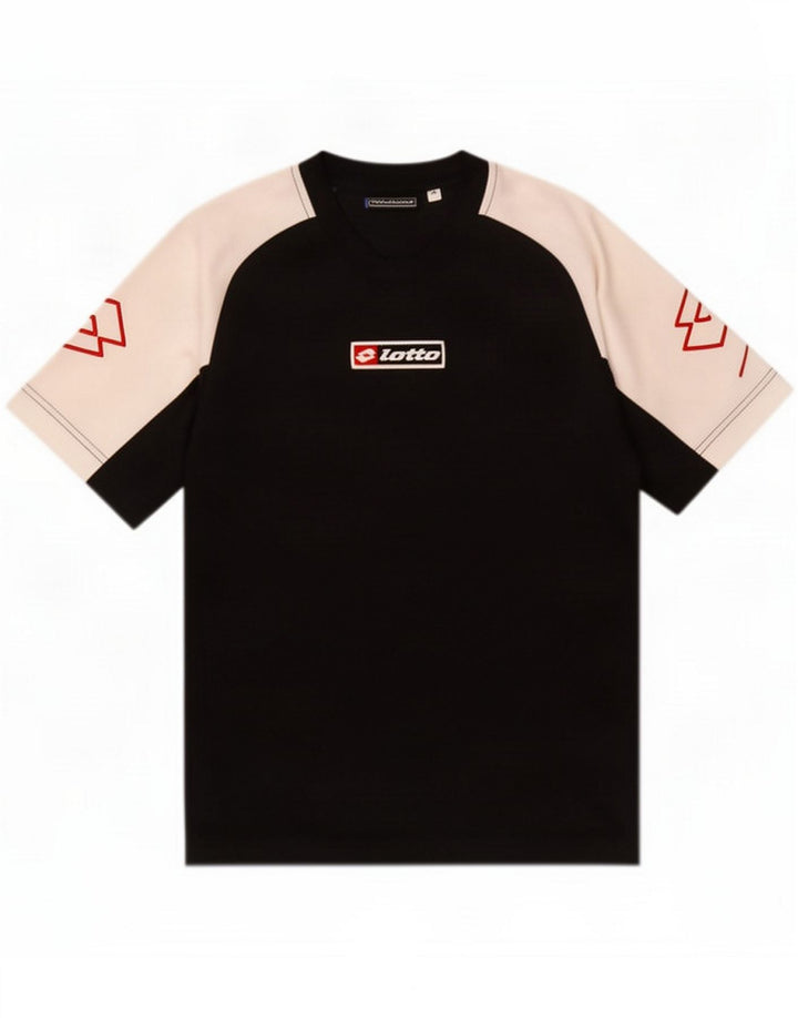 Lotto Mens Graphic T-Shirt Top Medium Black Colourblock Polyester