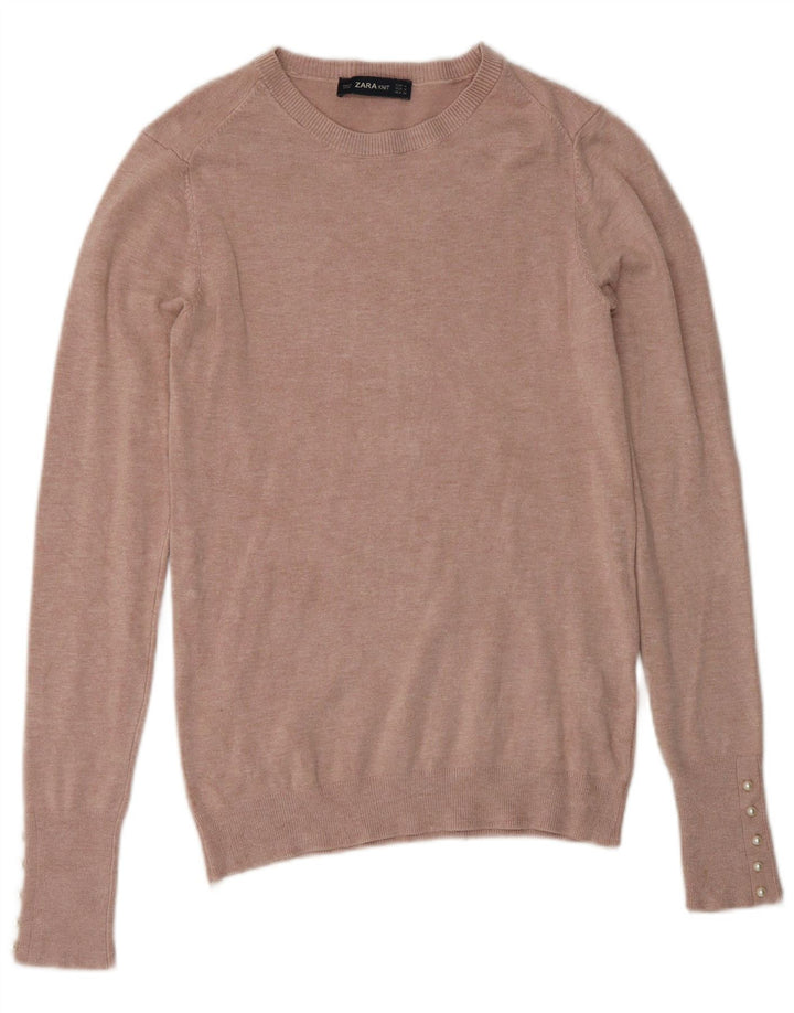 Zara Womens Boat Neck Jumper Sweater UK 12 Medium Pink Viscose