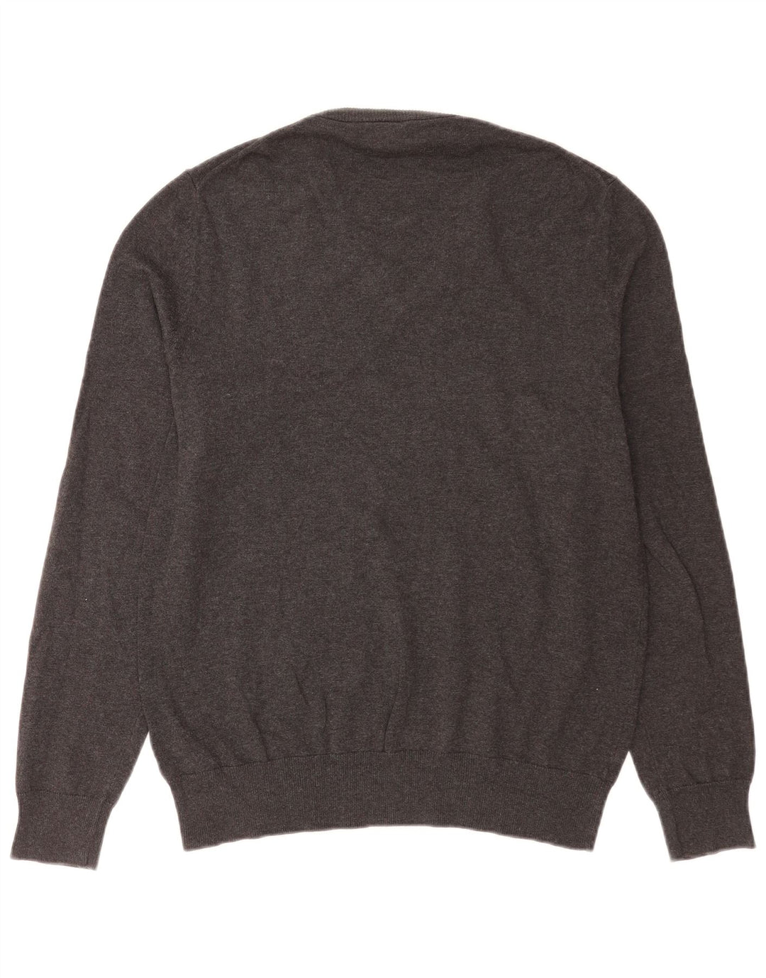 Marks & Spencer Mens V-Neck Jumper Sweater Medium Grey Cotton