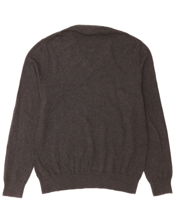 Marks & Spencer Mens V-Neck Jumper Sweater Medium Grey Cotton