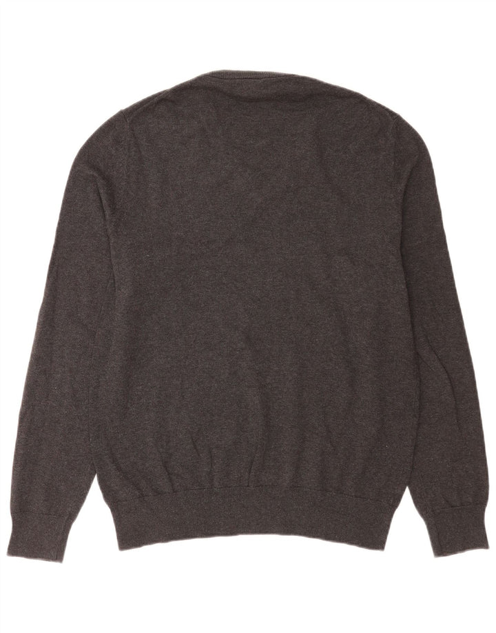 Marks & Spencer Mens V-Neck Jumper Sweater Medium Grey Cotton