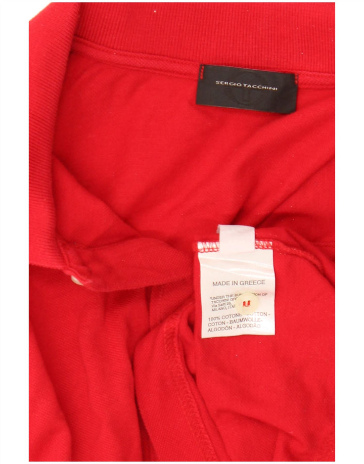 Sergio Tacchini Mens Polo Shirt IT 56 2XL Red Cotton