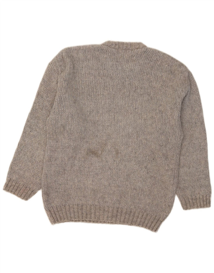 Vintage Mens Crew Neck Jumper Sweater XL Grey Geometric