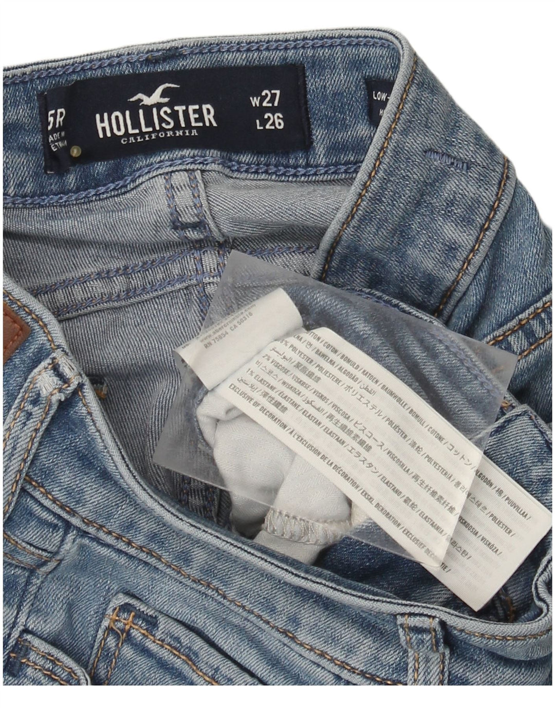HOLLISTER Womens Crop Low Waist Super Skinny Jeans W27 L26 Blue Cotton