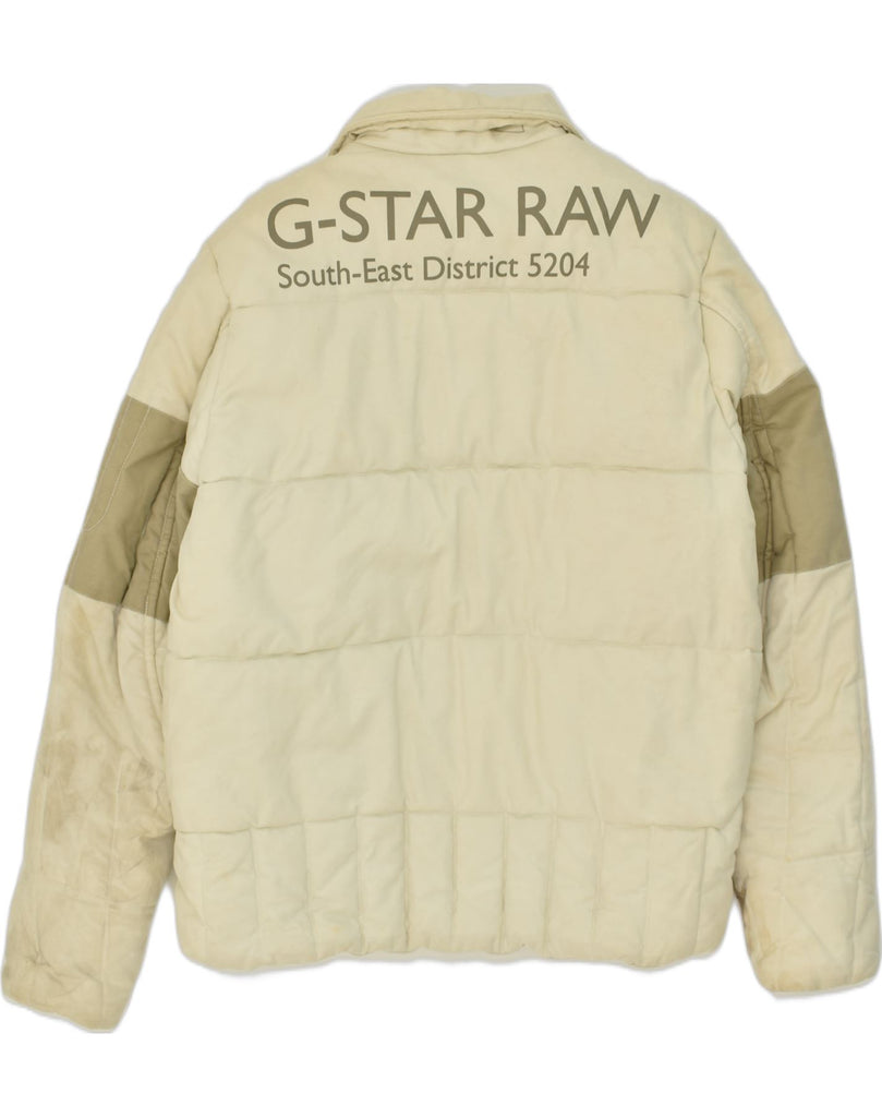 G-STAR Mens Graphic Padded Jacket UK 40 Large Beige Colourblock Cotton | Vintage G-Star | Thrift | Second-Hand G-Star | Used Clothing | Messina Hembry 