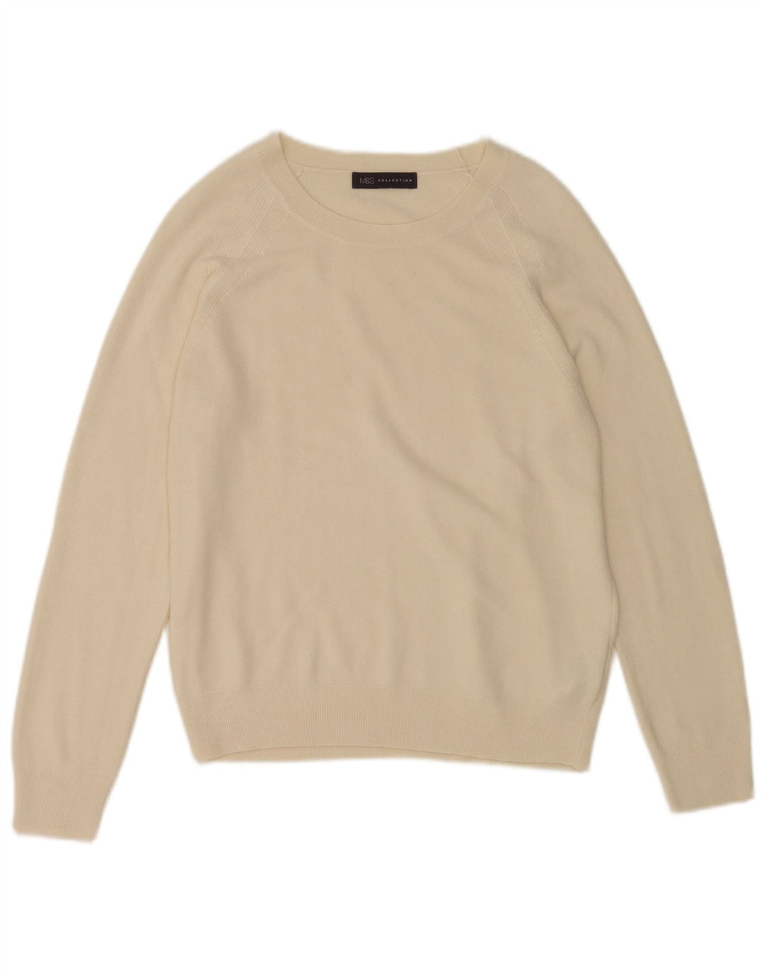 Marks & Spencer Womens Boat Neck Jumper Sweater UK 12 Medium  Beige Acrylic