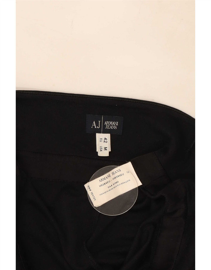 Armani Jeans Womens Sleeveless Asymmetric Tunic Top UK 12 Medium Black Silk