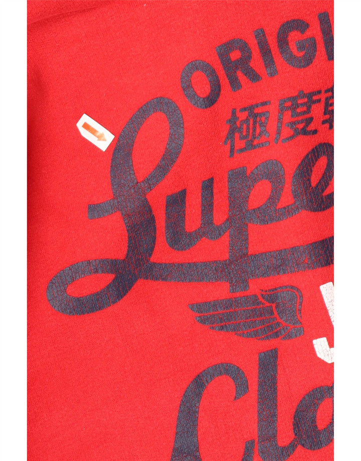 Superdry Mens Graphic Hoodie Jumper Small Red Cotton