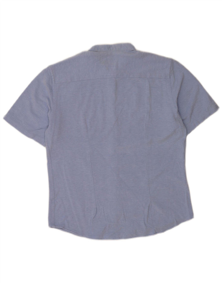 Zara Mens Short Sleeve Slim Fit Shirt Medium Blue
