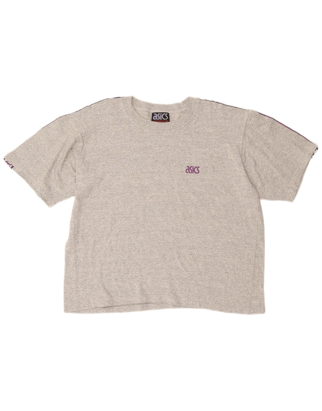 ASICS Womens Oversized Graphic T-Shirt Top UK 16 Large Grey Flecked Cotton