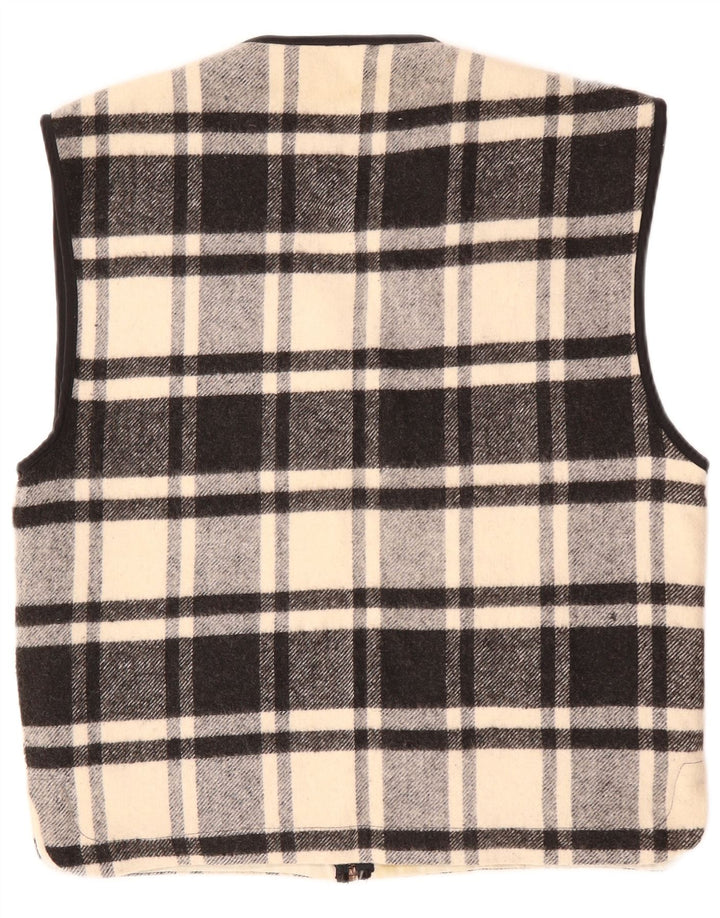 Le Frog Mens Gilet UK 38 Medium Black Check Wool