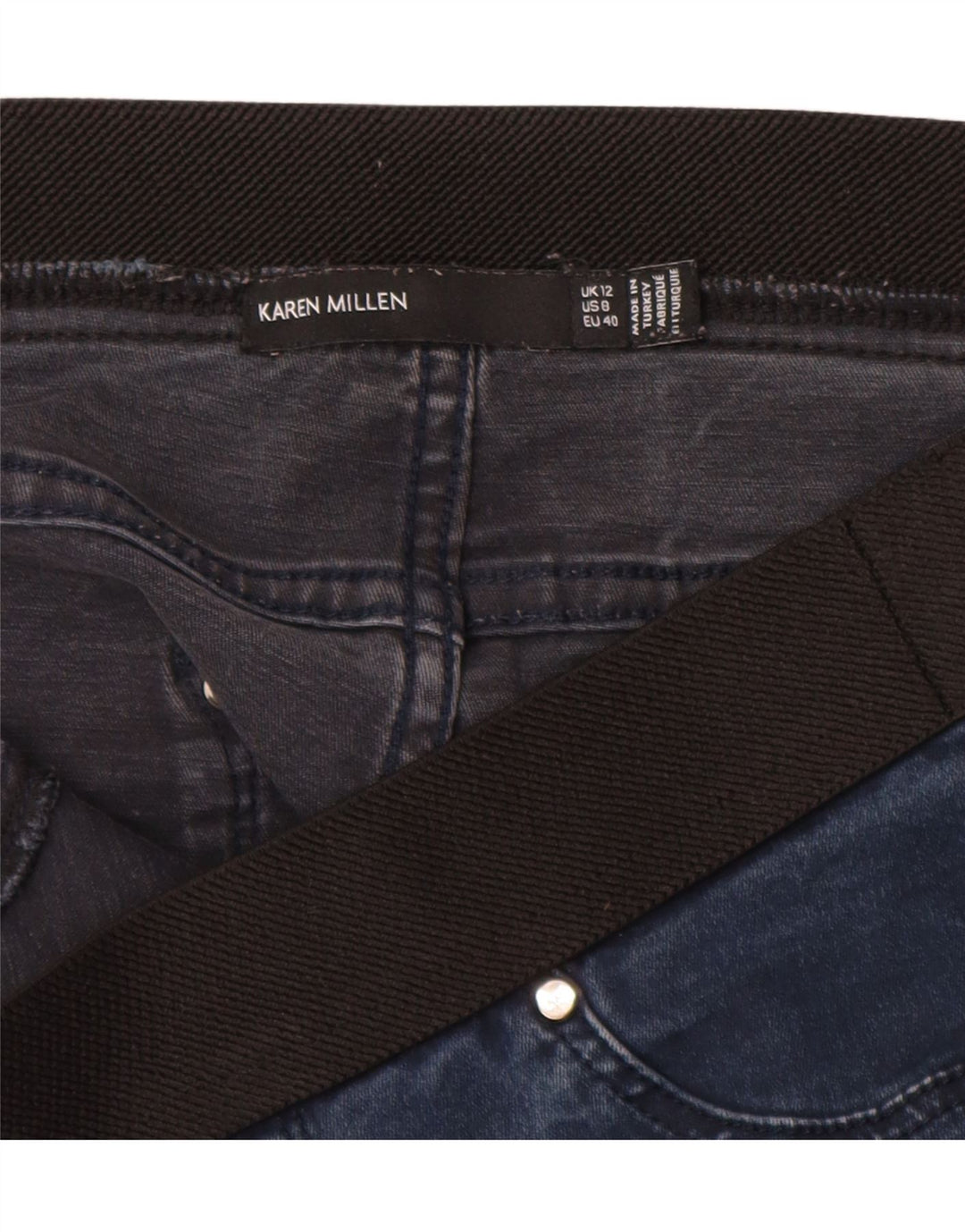 KAREN MILLEN Womens Jegging Jeans UK 12 Medium W28 L28 Navy Blue Cotton