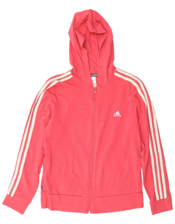 Adidas Womens Zip Hoodie Sweater UK 18 XL Pink Cotton