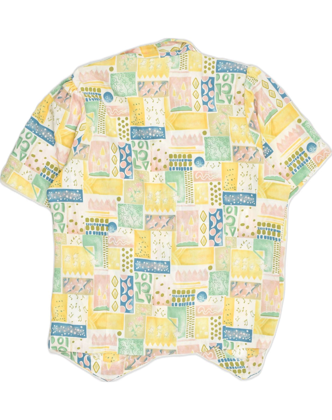 NEW FAST Womens Short Sleeve Shirt Blouse EU 44 XL Yellow Patchwork | Vintage New Fast | Thrift | Second-Hand New Fast | Used Clothing | Messina Hembry 