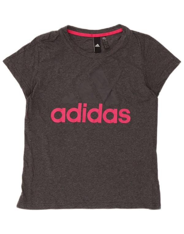 Adidas Womens Graphic T-Shirt Top UK 12/14 Medium Grey Cotton