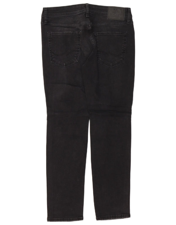 Jack & Jones Mens GLENN Distressed Slim Jeans W32 L30 Black Cotton